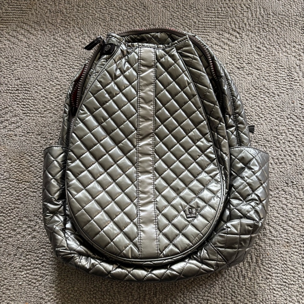 Quilted Silver Backpack